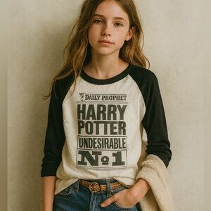 Harry Potter Baseball T-Shirt Youth Kids White Black